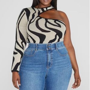 WOMEN'S PLUS SIZE - NWT FASHION TO FIGURE ONE SHOULDER SWEATER SZ 3